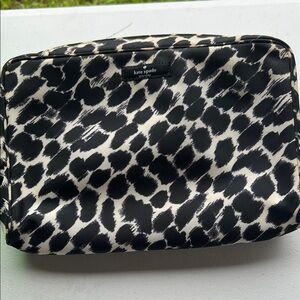kate spade Black and White Leopard Print Cosmetic Case